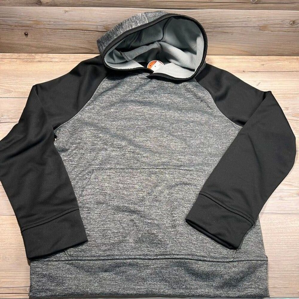 Boys Children's Place Grey and Black hooded pull-on sweatshirt Size L 10/12